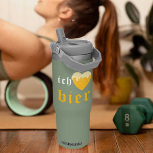 Funny Oktoberfest Flip Straw Tumbler Ich Liebe Bier Heart German Beer Foam TS11 One Size: 30 oz Moss Green Print Your Wear