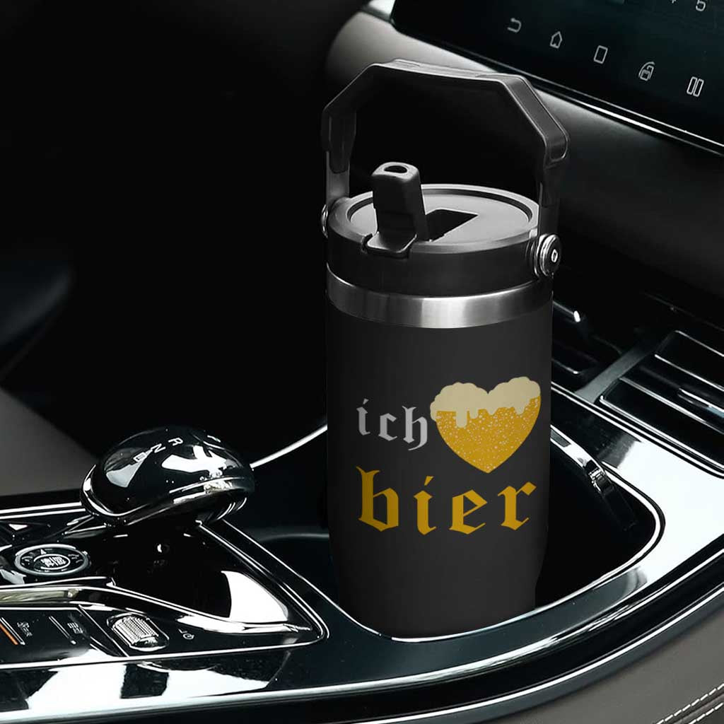Funny Oktoberfest Flip Straw Tumbler Ich Liebe Bier Heart German Beer Foam TS11 Print Your Wear