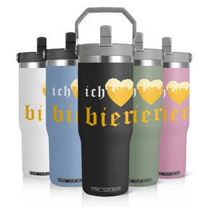 Funny Oktoberfest Flip Straw Tumbler Ich Liebe Bier Heart German Beer Foam TS11 Print Your Wear