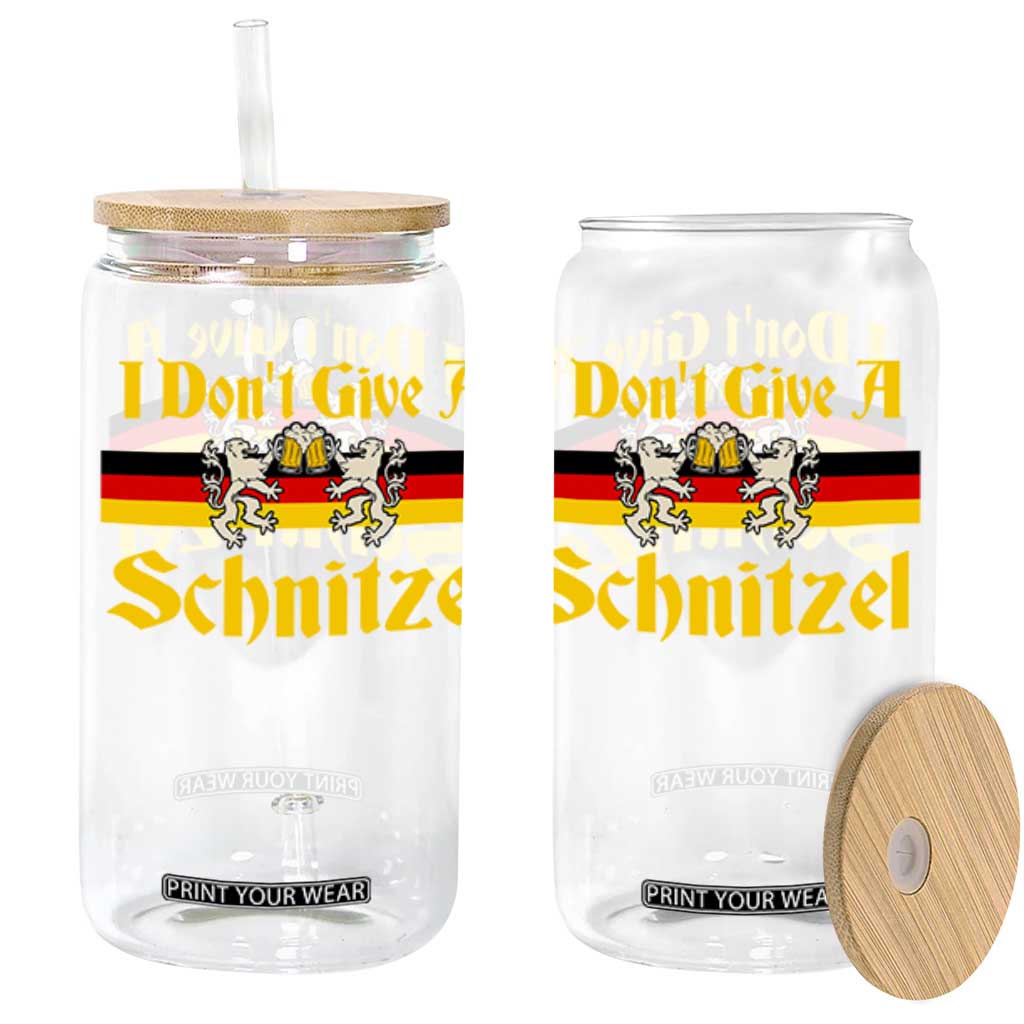 Funny Oktoberfest Glass Can I Don't Give a Schnitzel German Lion Beer TS11 Black Print Your Wear