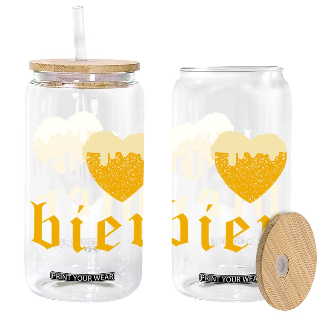 Funny Oktoberfest Glass Can Ich Liebe Bier Heart German Beer Foam TS11 Black Print Your Wear