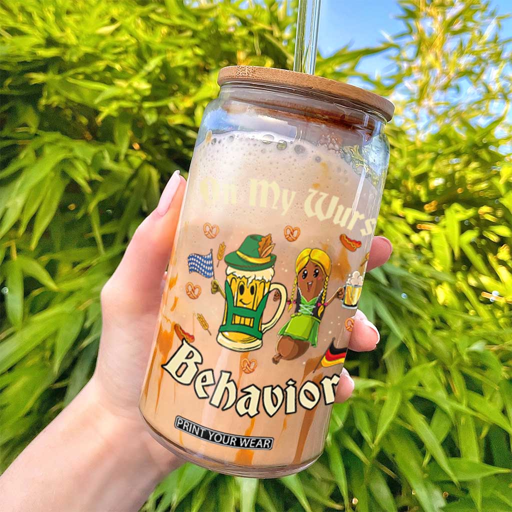Funny Oktoberfest Glass Can On My Wurst Behavior Beer Bratwurst Lederhosen Dirndl TS11 Print Your Wear
