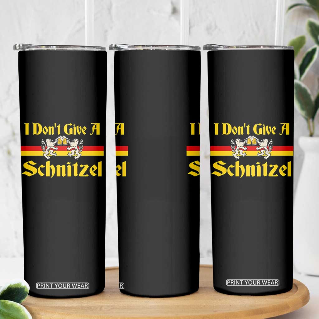 Funny Oktoberfest Skinny Tumbler I Don't Give a Schnitzel German Lion Beer TS11 Print Your Wear