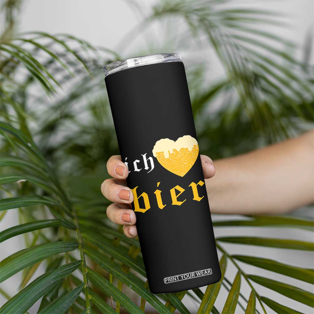 Funny Oktoberfest Skinny Tumbler Ich Liebe Bier Heart German Beer Foam TS11 Print Your Wear