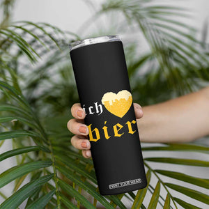 Funny Oktoberfest Skinny Tumbler Ich Liebe Bier Heart German Beer Foam TS11 Print Your Wear