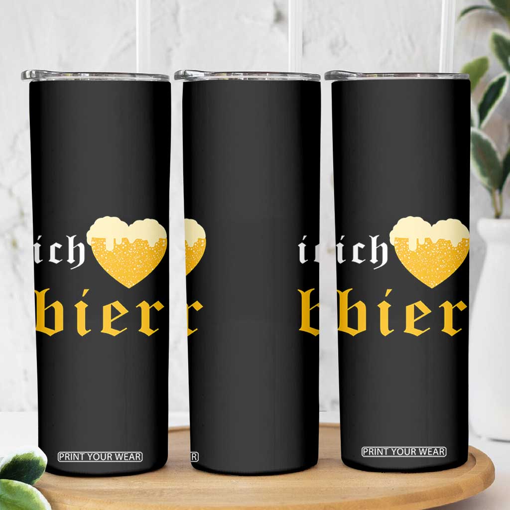 Funny Oktoberfest Skinny Tumbler Ich Liebe Bier Heart German Beer Foam TS11 Print Your Wear