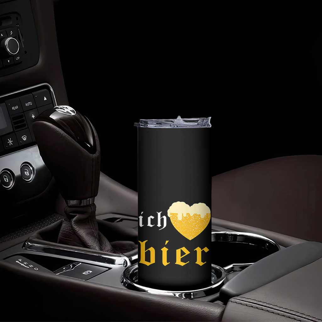 Funny Oktoberfest Skinny Tumbler Ich Liebe Bier Heart German Beer Foam TS11 Print Your Wear