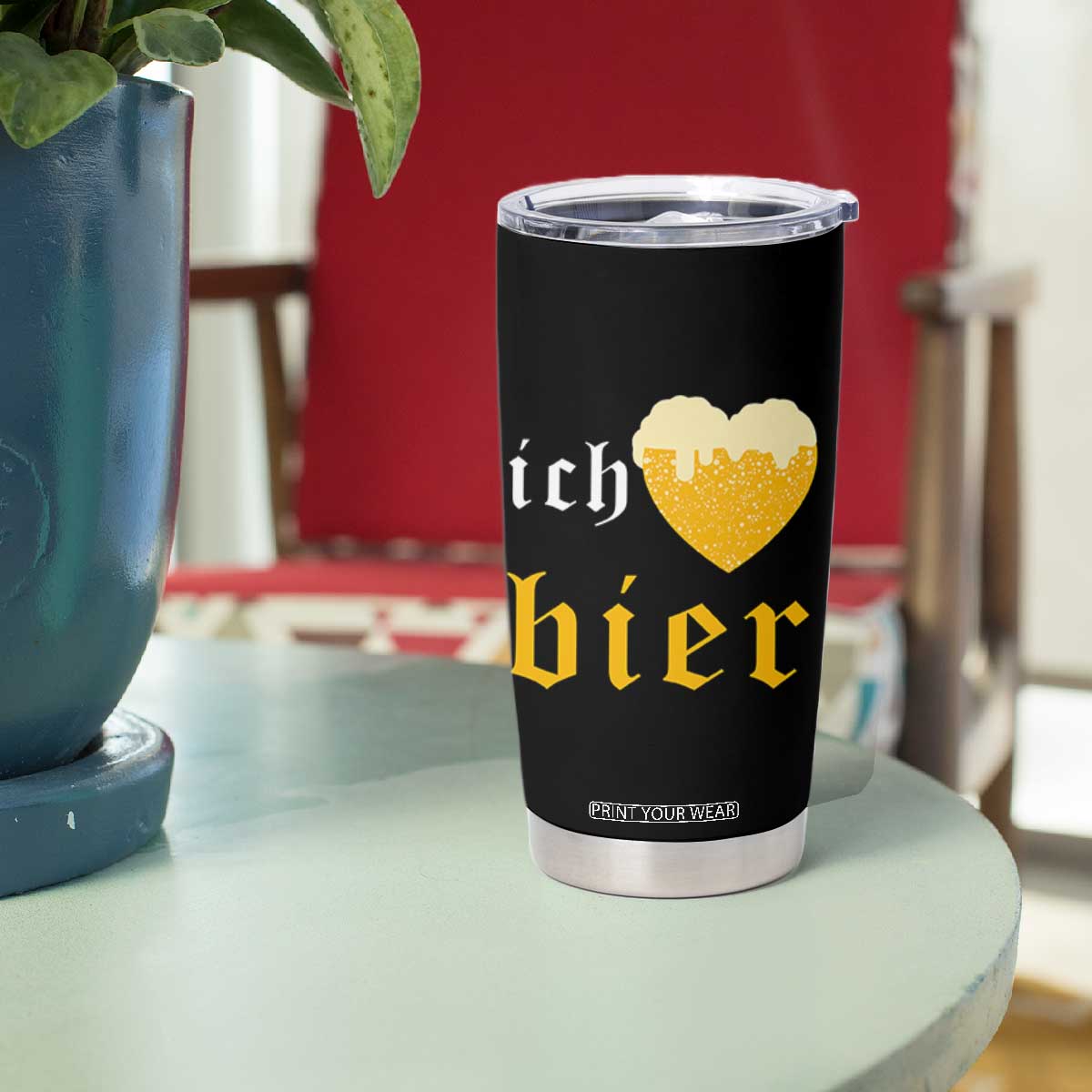 Funny Oktoberfest Tumbler Cup Ich Liebe Bier Heart German Beer Foam TS11 Print Your Wear