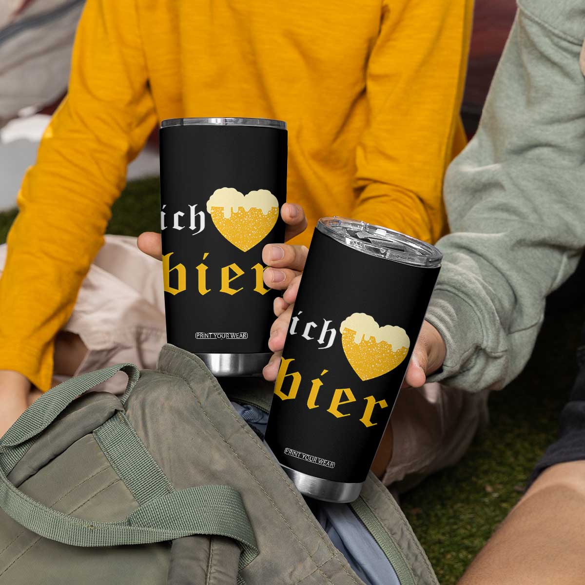 Funny Oktoberfest Tumbler Cup Ich Liebe Bier Heart German Beer Foam TS11 Print Your Wear