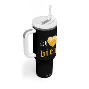 Funny Oktoberfest Tumbler With Handle Ich Liebe Bier Heart German Beer Foam TS11 Print Your Wear
