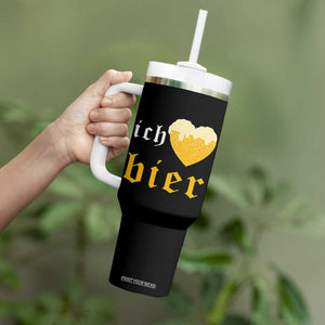 Funny Oktoberfest Tumbler With Handle Ich Liebe Bier Heart German Beer Foam TS11 Print Your Wear