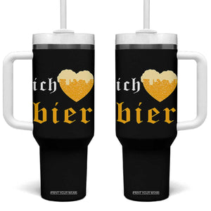 Funny Oktoberfest Tumbler With Handle Ich Liebe Bier Heart German Beer Foam TS11 One Size: 40 oz Black Print Your Wear