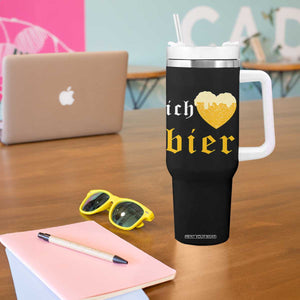 Funny Oktoberfest Tumbler With Handle Ich Liebe Bier Heart German Beer Foam TS11 Print Your Wear