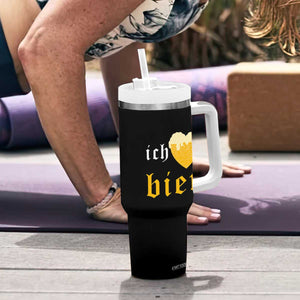 Funny Oktoberfest Tumbler With Handle Ich Liebe Bier Heart German Beer Foam TS11 Print Your Wear