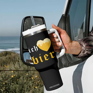 Funny Oktoberfest Tumbler With Handle Ich Liebe Bier Heart German Beer Foam TS11 Print Your Wear