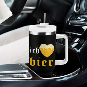 Funny Oktoberfest Tumbler With Handle Ich Liebe Bier Heart German Beer Foam TS11 Print Your Wear