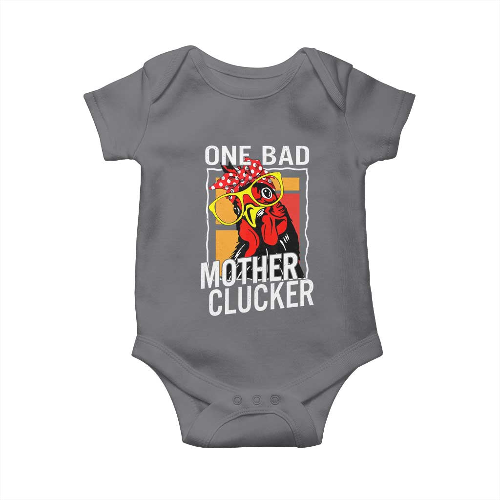 Funny One Bad Mother Clucker Baby Onesie Chicken Hen Mother's Day TS11 Charcoal Print Your Wear