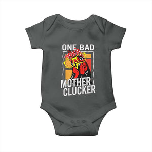 Funny One Bad Mother Clucker Baby Onesie Chicken Hen Mother's Day TS11 Dark Heather Print Your Wear