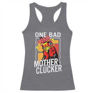 Funny One Bad Mother Clucker Racerback Tank Top Chicken Hen Mother's Day TS11 Charcoal Print Your Wear