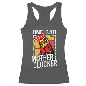 Funny One Bad Mother Clucker Racerback Tank Top Chicken Hen Mother's Day TS11 Dark Heather Print Your Wear