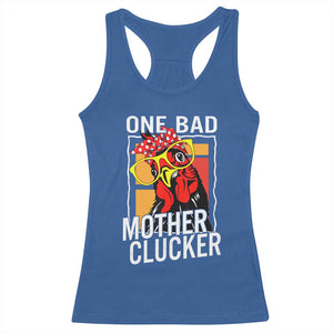 Funny One Bad Mother Clucker Racerback Tank Top Chicken Hen Mother's Day TS11 Royal Blue Print Your Wear