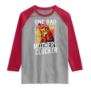 Funny One Bad Mother Clucker Raglan Shirt Chicken Hen Mother's Day TS11 Sport Gray Red Print Your Wear