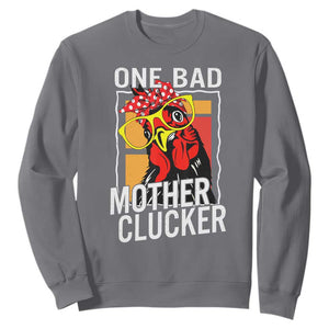 Funny One Bad Mother Clucker Sweatshirt Chicken Hen Mother's Day TS11 Charcoal Print Your Wear