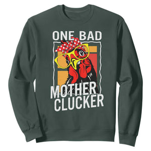 Funny One Bad Mother Clucker Sweatshirt Chicken Hen Mother's Day TS11 Dark Forest Green Print Your Wear