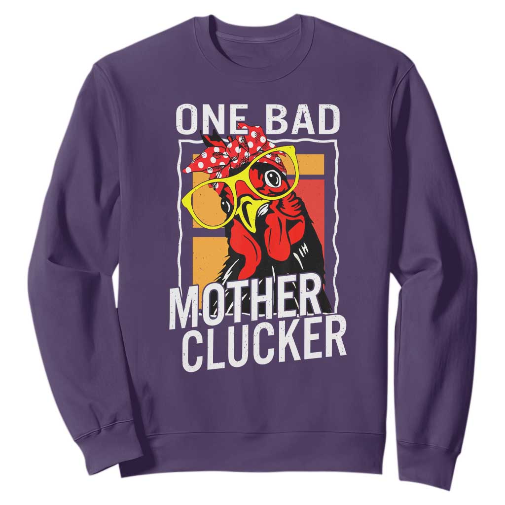 Funny One Bad Mother Clucker Sweatshirt Chicken Hen Mother's Day TS11 Purple Print Your Wear
