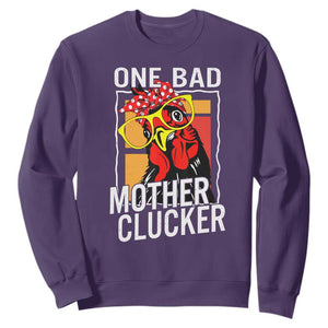 Funny One Bad Mother Clucker Sweatshirt Chicken Hen Mother's Day TS11 Purple Print Your Wear