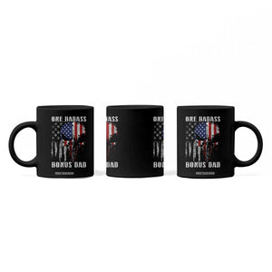Funny One Badass Bonus Dad Coffee Mug Step Dad Fathers Day 4th Of July American Flag Skull TS11 Print Your Wear