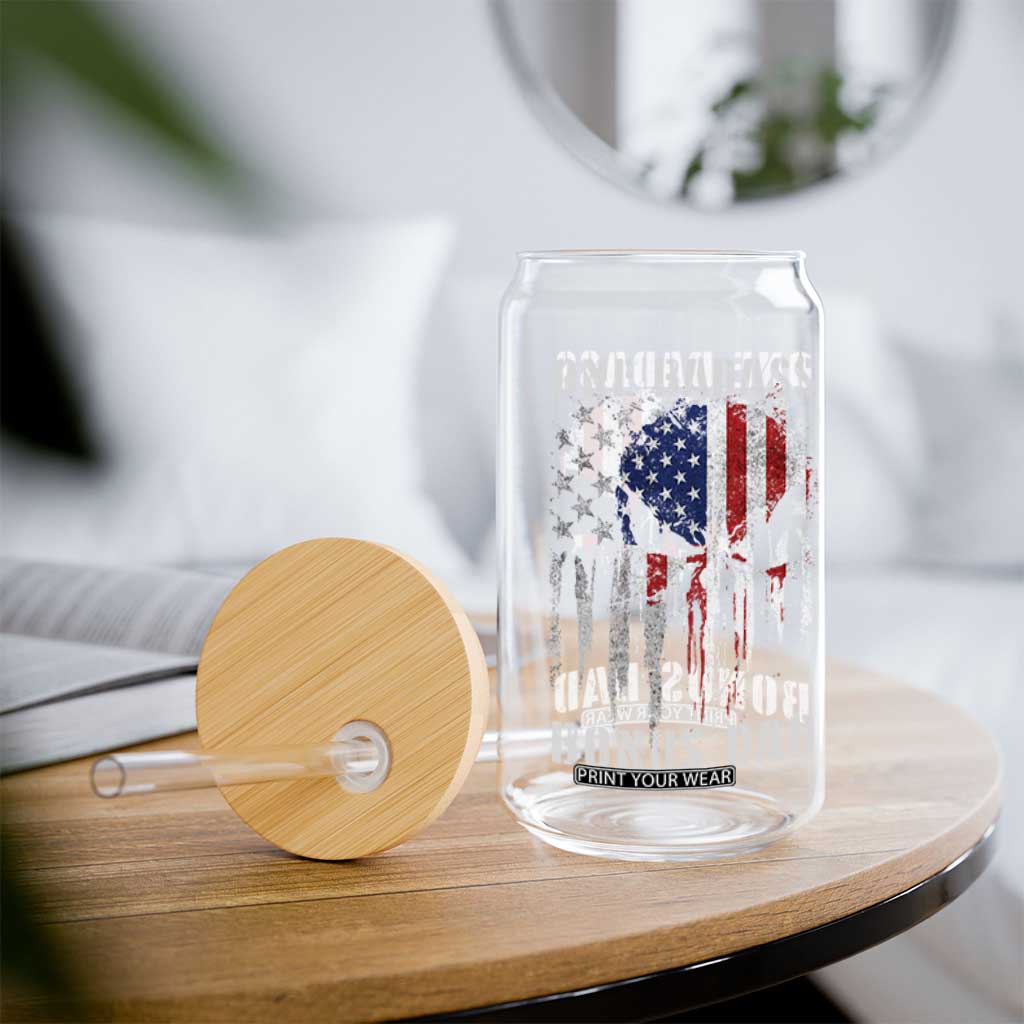 Funny One Badass Bonus Dad Glass Can Step Dad Fathers Day 4th Of July American Flag Skull TS11 Print Your Wear
