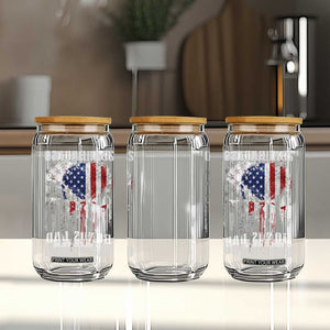 Funny One Badass Bonus Dad Glass Can Step Dad Fathers Day 4th Of July American Flag Skull TS11 Print Your Wear