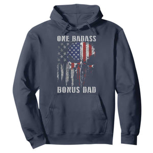Funny One Badass Bonus Dad Hoodie Step Dad Fathers Day 4th Of July American Flag Skull TS11 Navy Print Your Wear