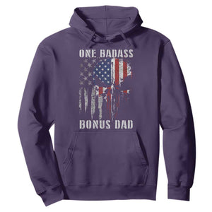 Funny One Badass Bonus Dad Hoodie Step Dad Fathers Day 4th Of July American Flag Skull TS11 Purple Print Your Wear
