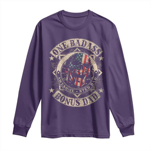Funny One Badass Bonus Dad Long Sleeve Shirt Awesome Step Dad Fathers Day American Flag Skull TS11 Purple Print Your Wear