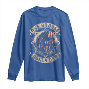 Funny One Badass Bonus Dad Long Sleeve Shirt Awesome Step Dad Fathers Day American Flag Skull TS11 Royal Blue Print Your Wear