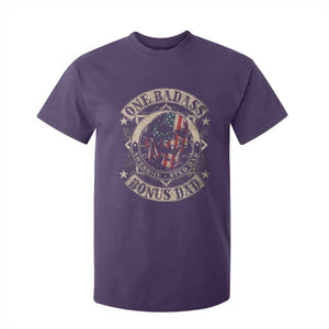 Funny One Badass Bonus Dad T Shirt For Kid Awesome Step Dad Fathers Day American Flag Skull TS11 Purple Print Your Wear