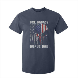 Funny One Badass Bonus Dad T Shirt For Kid Step Dad Fathers Day 4th Of July American Flag Skull TS11 Navy Print Your Wear