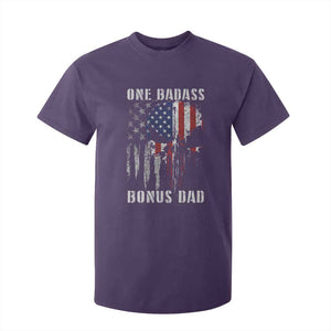 Funny One Badass Bonus Dad T Shirt For Kid Step Dad Fathers Day 4th Of July American Flag Skull TS11 Purple Print Your Wear