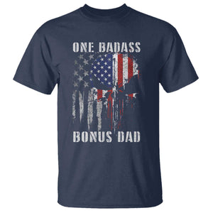 Funny One Badass Bonus Dad T Shirt Step Dad Fathers Day 4th Of July American Flag Skull TS11 Navy Print Your Wear