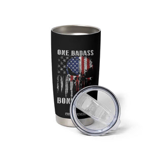 Funny One Badass Bonus Dad Tumbler Cup Step Dad Fathers Day 4th Of July American Flag Skull TS11 Print Your Wear