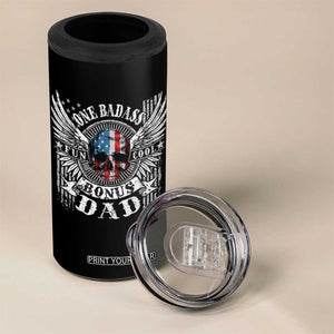 Funny One Badass Bonus Stepdad 4 in 1 Can Cooler Tumbler Bonus Dad Fathers Day American Flag Skull TS11 Print Your Wear