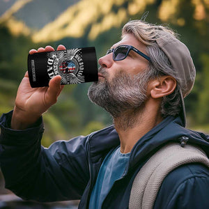 Funny One Badass Bonus Stepdad 4 in 1 Can Cooler Tumbler Bonus Dad Fathers Day American Flag Skull TS11 Print Your Wear