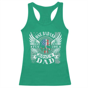 Funny One Badass Bonus Stepdad Racerback Tank Top Bonus Dad Fathers Day American Flag Skull TS11 Irish Green Print Your Wear