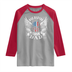Funny One Badass Bonus Stepdad Raglan Shirt Bonus Dad Fathers Day American Flag Skull TS11 Sport Gray Red Print Your Wear