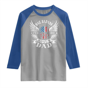 Funny One Badass Bonus Stepdad Raglan Shirt Bonus Dad Fathers Day American Flag Skull TS11 Sport Gray Royal Print Your Wear