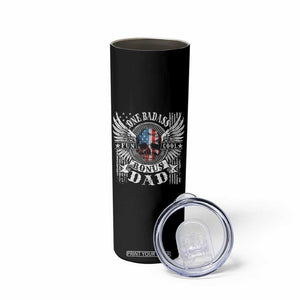 Funny One Badass Bonus Stepdad Skinny Tumbler Bonus Dad Fathers Day American Flag Skull TS11 Print Your Wear
