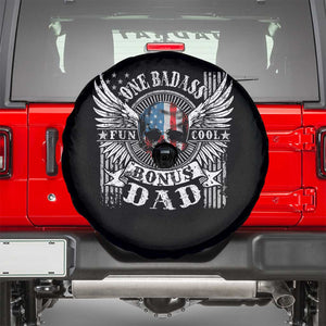 Funny One Badass Bonus Stepdad Spare Tire Cover Bonus Dad Fathers Day American Flag Skull TS11 Black Print Your Wear
