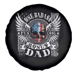 Funny One Badass Bonus Stepdad Spare Tire Cover Bonus Dad Fathers Day American Flag Skull TS11 Print Your Wear